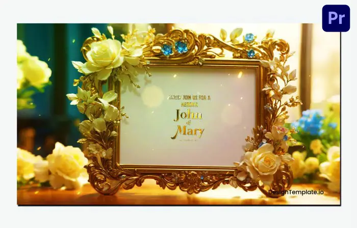 Unique 3D Golden Frame Wedding Invitation Slideshow